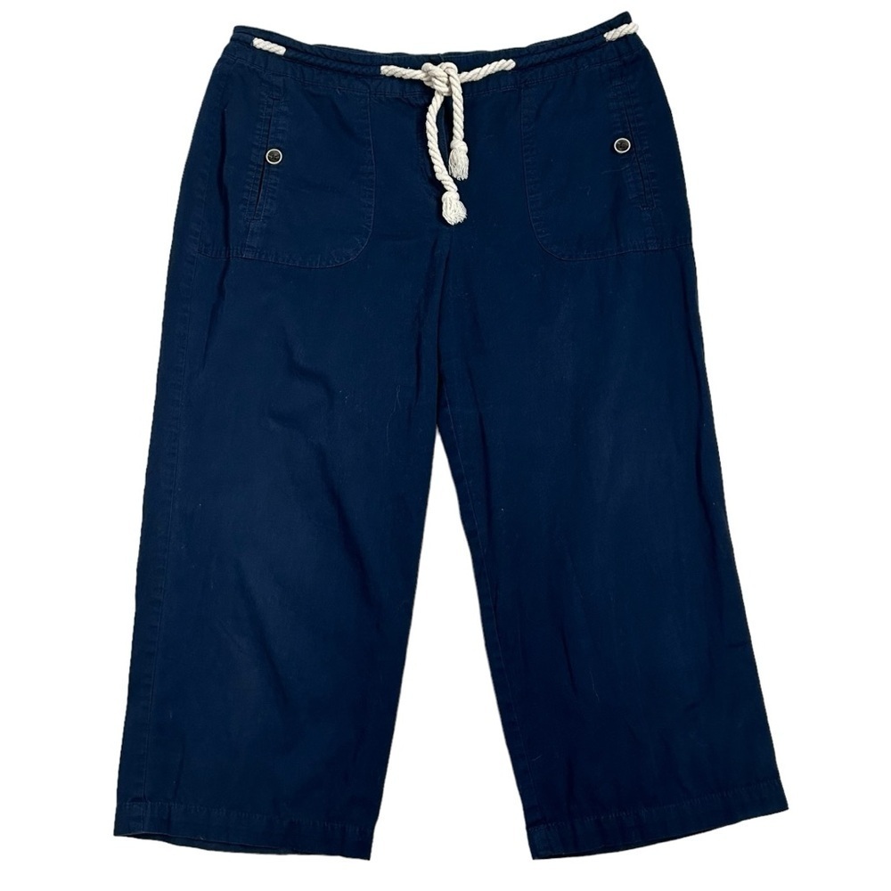 Sandro Navy Blue Khaki Capris with Rope Tie